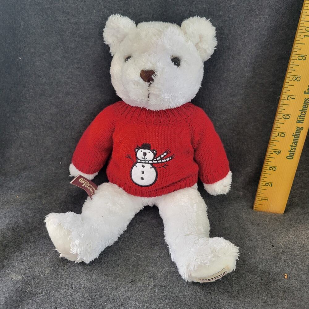 Cheesecake Factory Herrington Teddy Bear Plush   Red ‎ Christmas Sweater removal
